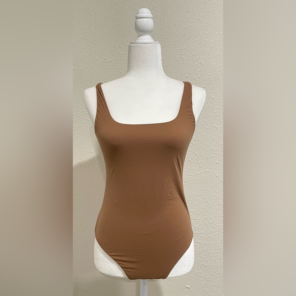 Brown Square Neck Body Suit